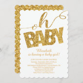 Oh, Baby! Goldene Glitzer Kinderdusche Einladung (Vorne/Hinten)