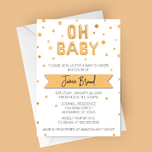 Oh Baby Goldfolien-Ballon-Baby-Party Einladung