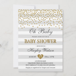 Oh Baby Gray and Gold Neutral Baby Dusche Sprinkle Einladung