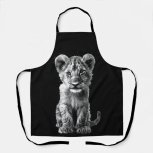 Oh Baby Gray Big Cat Cub Black Schürze
