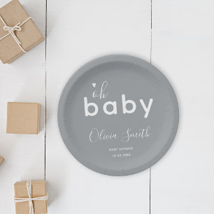 Oh Baby Gray Pappteller