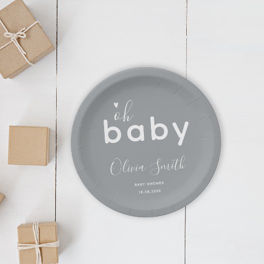 Oh Baby Gray Pappteller