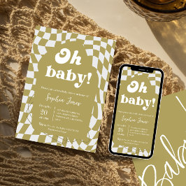 Oh, Baby! Green Checked | Gingham | Babydusche Einladung