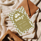 Oh, Baby! Green Checked | Gingham | Babydusche Einladung