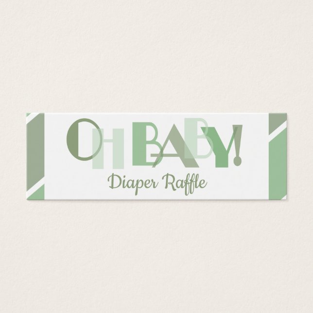 Oh Baby Green Modern Typografy Diaper Raffle (Vorderseite)