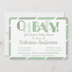 Oh Baby Green Modern Whimsical Baby Dusche Einladung
