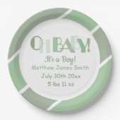 Oh Baby Green Typografy Baby Shower Paper Plate Pappteller (Vorderseite)