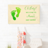 Oh Baby Green Welcome Baby Dusche Banner (Insitu)