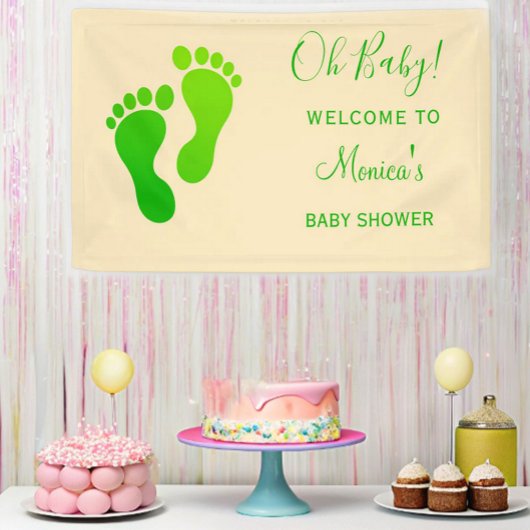 Oh Baby Green Welcome Baby Dusche Banner