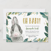 Oh Baby Greenery Bunny Baby Shower Einladung (Vorderseite)