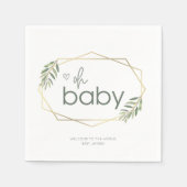 Oh Baby Greenery und Gold Baby Dusche Serviette (Vorderseite)