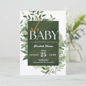 Oh, Baby! Greenery Watercolor Babydusche Einladung (Stehend Vorderseite)