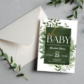 Oh, Baby! Greenery Watercolor Babydusche Einladung