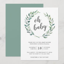 Oh Baby Greenery Wreath Gender Neutral Baby Dusche Einladung