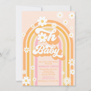 Oh Baby Groovy Boho Daisy Rainbow Baby Shower Einladung