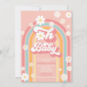 Oh Baby Groovy Boho Daisy Rainbow Baby Shower Einladung (Vorderseite)