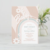 Oh Baby Groovy Daisy Dusche Einladung (Stehend Vorderseite)