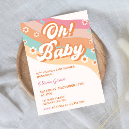 Oh! Baby Groovy Retro Daisy Baby ShowParty Einladung