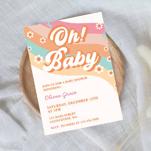 Oh! Baby Groovy Retro Daisy Baby ShowParty Einladung