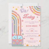 Oh Baby Groovy Retro Daisy Baby ShowParty Einladung (Vorderseite)
