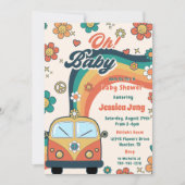 Oh! Baby Groovy Retro Floral Baby Dusche Party Einladung (Vorderseite)