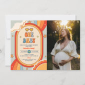 Oh Baby Groovy Retro Rainbow Baby Shoto Einladung (Vorderseite)