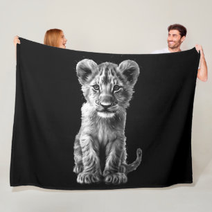 Oh Baby Großkatze Jungtier Grau Fleecedecke