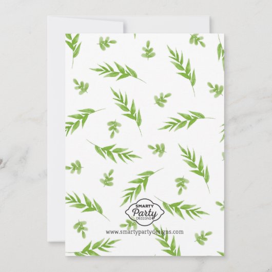 Oh, Baby! Grüne tropische Babydusche lädt ein Einladung (Rückseite)