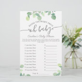 Oh Baby Guess Price Greenery Baby Shower Game (Stehend Vorderseite)
