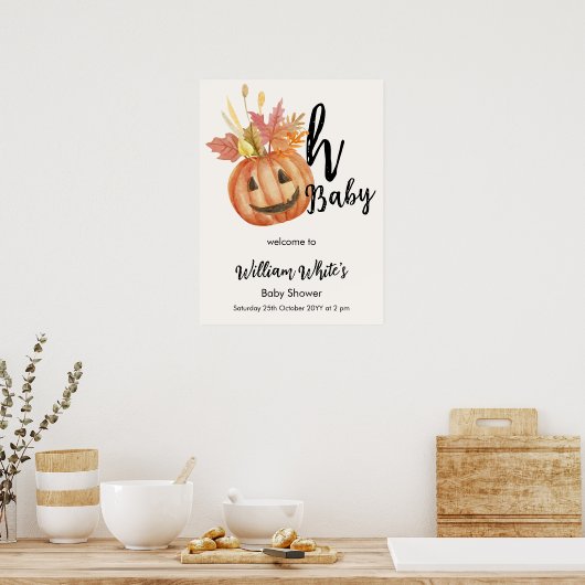 Oh, Baby! Halloween Fall Pumpkin Verlasse Willkomm Poster (Küche)