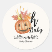 Oh, Baby! Halloween fällt Pumpkin Leaf Babydusche Runder Aufkleber (Vorderseite)