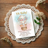 Oh Baby Heißluftballon Blumen-Einladung Einladung