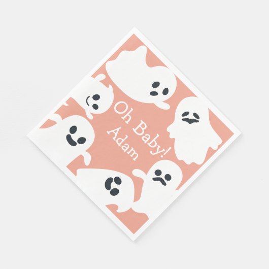 Oh, Baby! Herbstdusche Orange & White Halloween Serviette (Ecke)