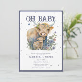 Oh Baby Highland Cow Elegant Baby Shower Einladung (Stehend Vorderseite)