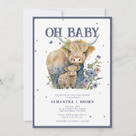 Oh Baby Highland Cow Elegant Baby Shower Einladung