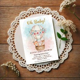 Oh Baby Hot Air Balloon Floral Invitation Postkarte