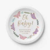 Oh Baby Hübsch Butterflies Babydusche Pappteller (Vorderseite)