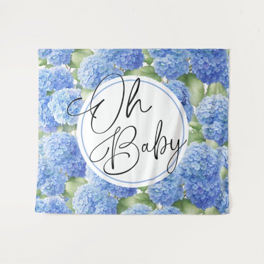 Oh Baby Hydrangea Blue Flowers Wandteppich (Vorderseite (Horizontal))