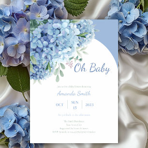 Oh Baby Hydrangea Dusty Blue Baby Dusche Einladung