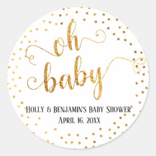 "Oh Baby-" Imitat-GoldfolieConfetti mit Namen u. Runder Aufkleber