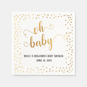 "Oh Baby-" Imitat-Goldfolien-Confetti, Namen u. Serviette