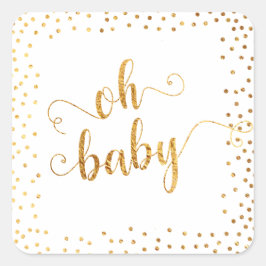 "Oh Baby" Imitate Gold Foil Confetti, Babydusche Quadratischer Aufkleber