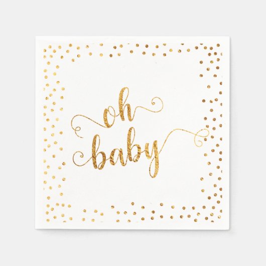 "Oh Baby" Imitate Gold Foil Confetti Babydusche Serviette (Vorderseite)