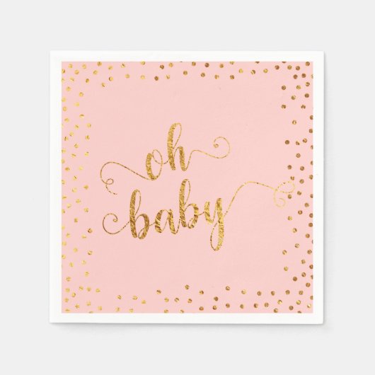 Oh Baby Imitate Gold Foil Confetti Blush3 Kinderdu Serviette (Vorderseite)