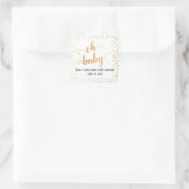 "Oh Baby" Imitate Gold Foil Confetti, Namen & Datu Quadratischer Aufkleber (Tasche)