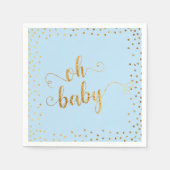 "Oh Baby" Imitats Gold Foil Confetti Baby Blue Dus Serviette (Vorderseite)
