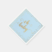 "Oh Baby" Imitats Gold Foil Confetti Baby Blue Dus Serviette (Ecke)