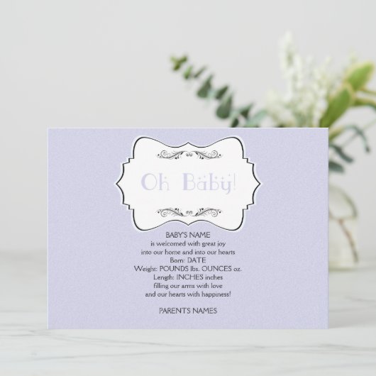 Oh Baby in Blue Baby Ankündigung (Stehend Vorderseite)