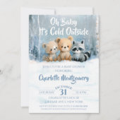Oh Baby its cold outside Blue Baby Shower Einladung (Vorderseite)