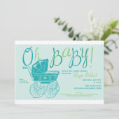 "Oh Baby!" Jungenduschen-Party Einladung (Stehend Vorderseite)